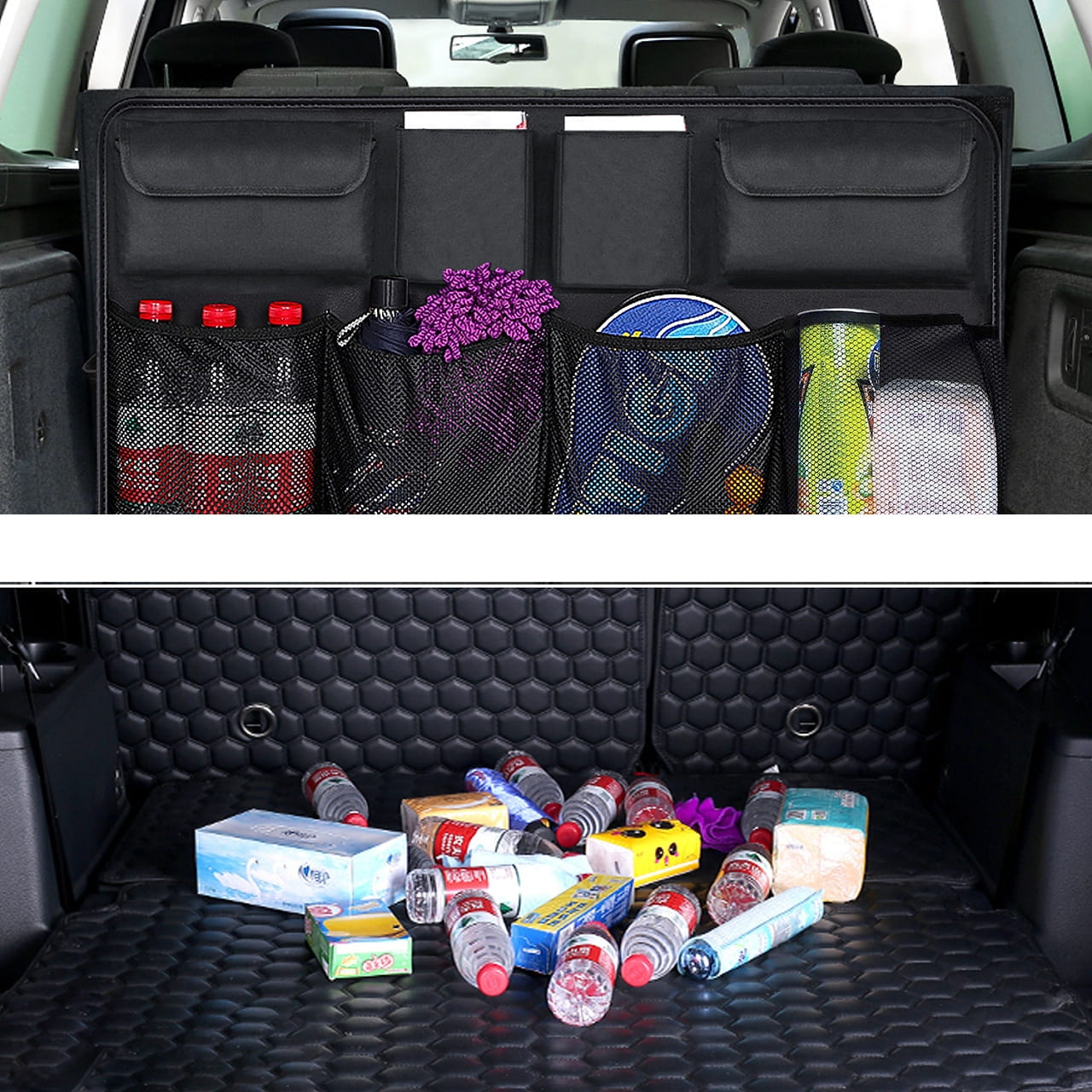 Automašīnas bagāžnieka organizators, trīs nodalījumi