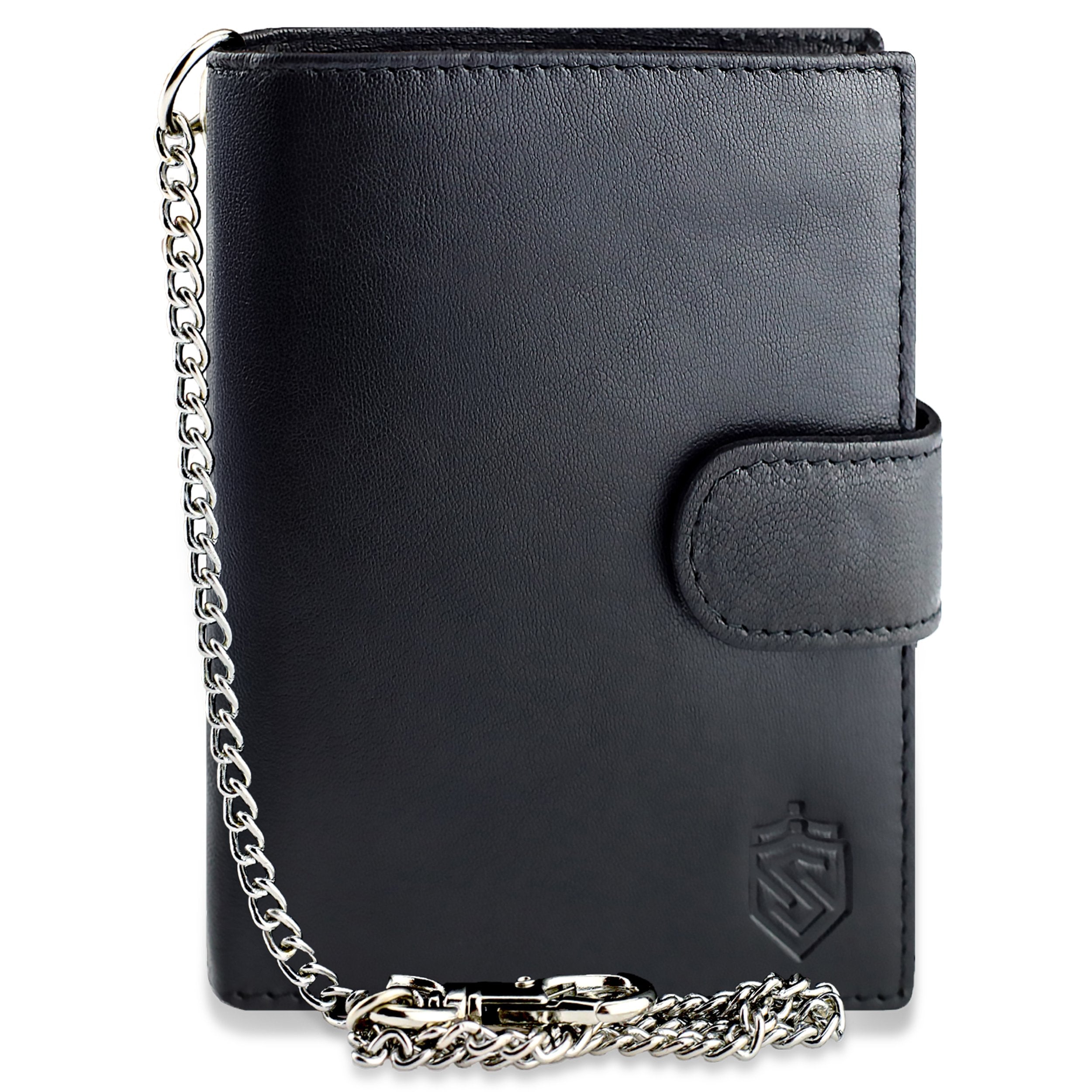 Melns vīriešu maks STEVENS ar ķēdīti S1083