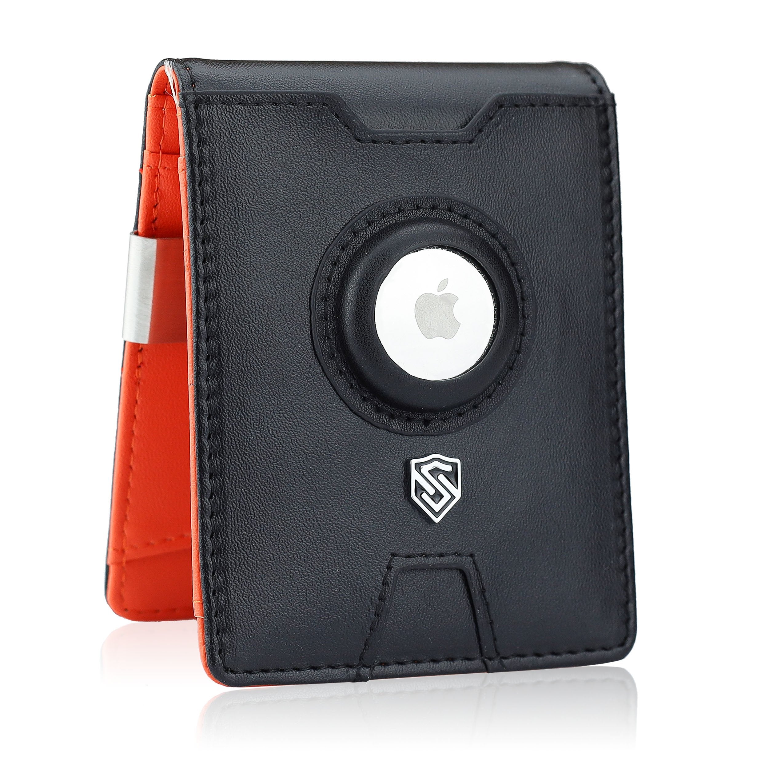 Vīriešu ādas maks Stevens Airtag BLK/ORA S185