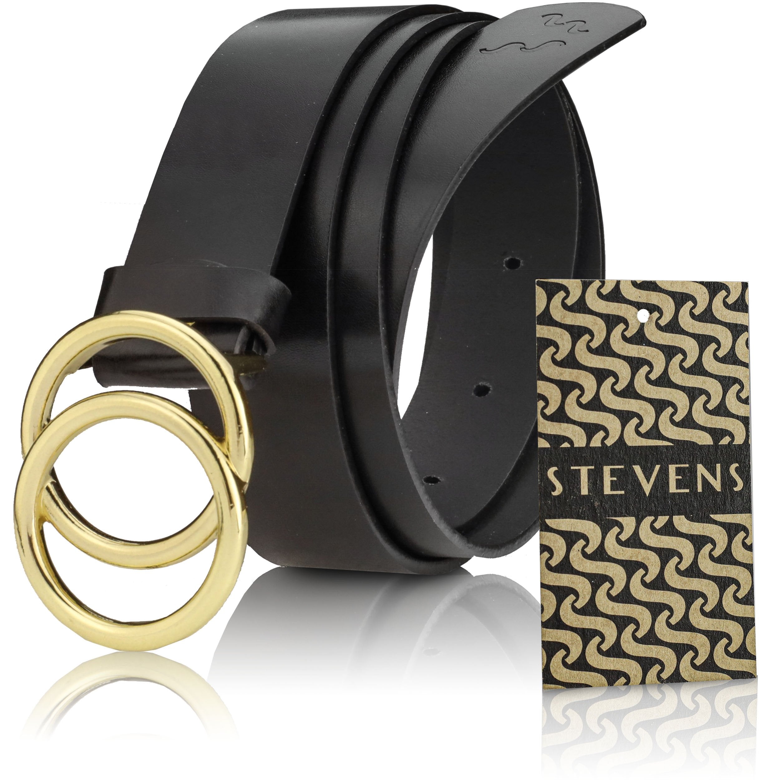 Sieviešu ādas josta Stevens, melna