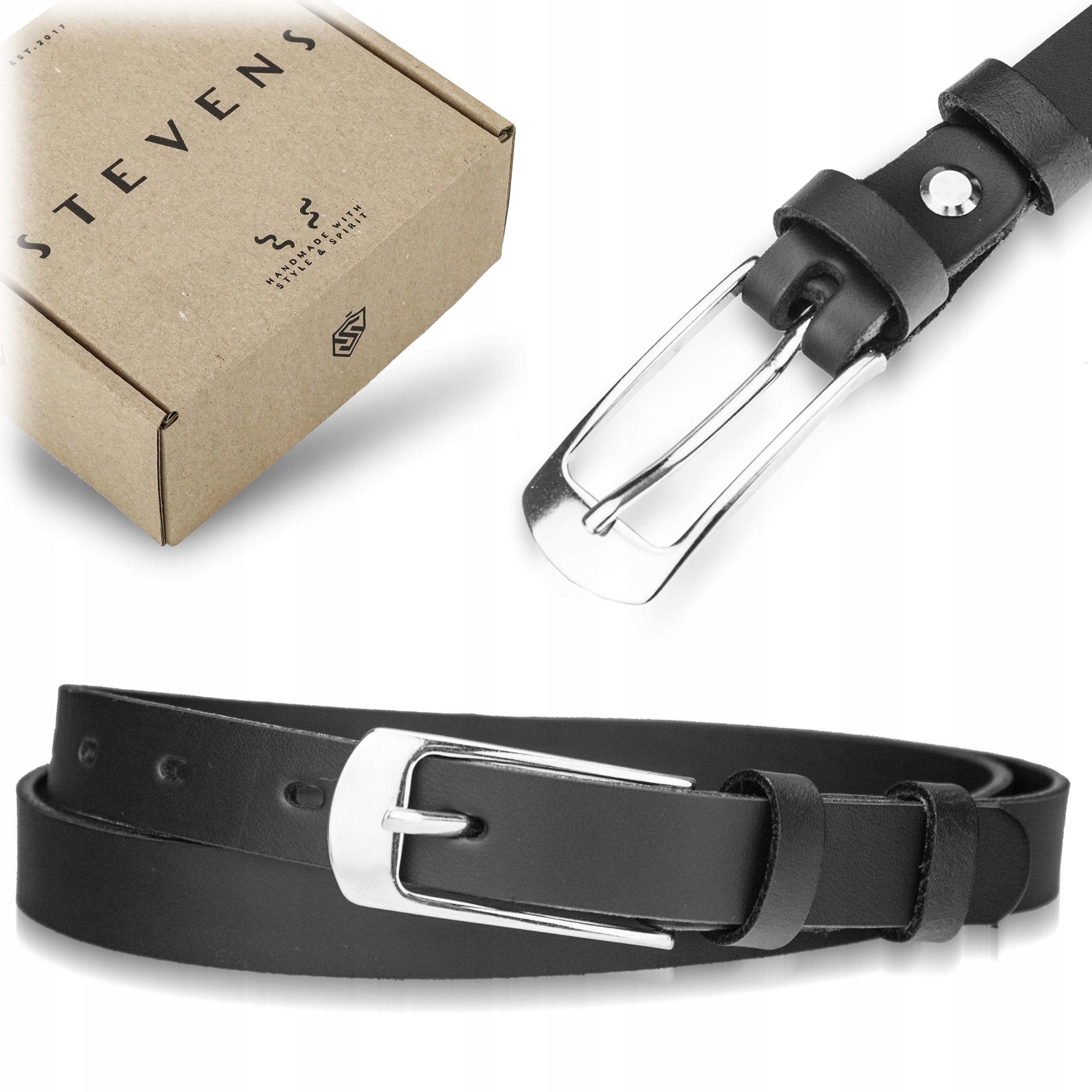 Sieviešu ādas josta Stevens, melna