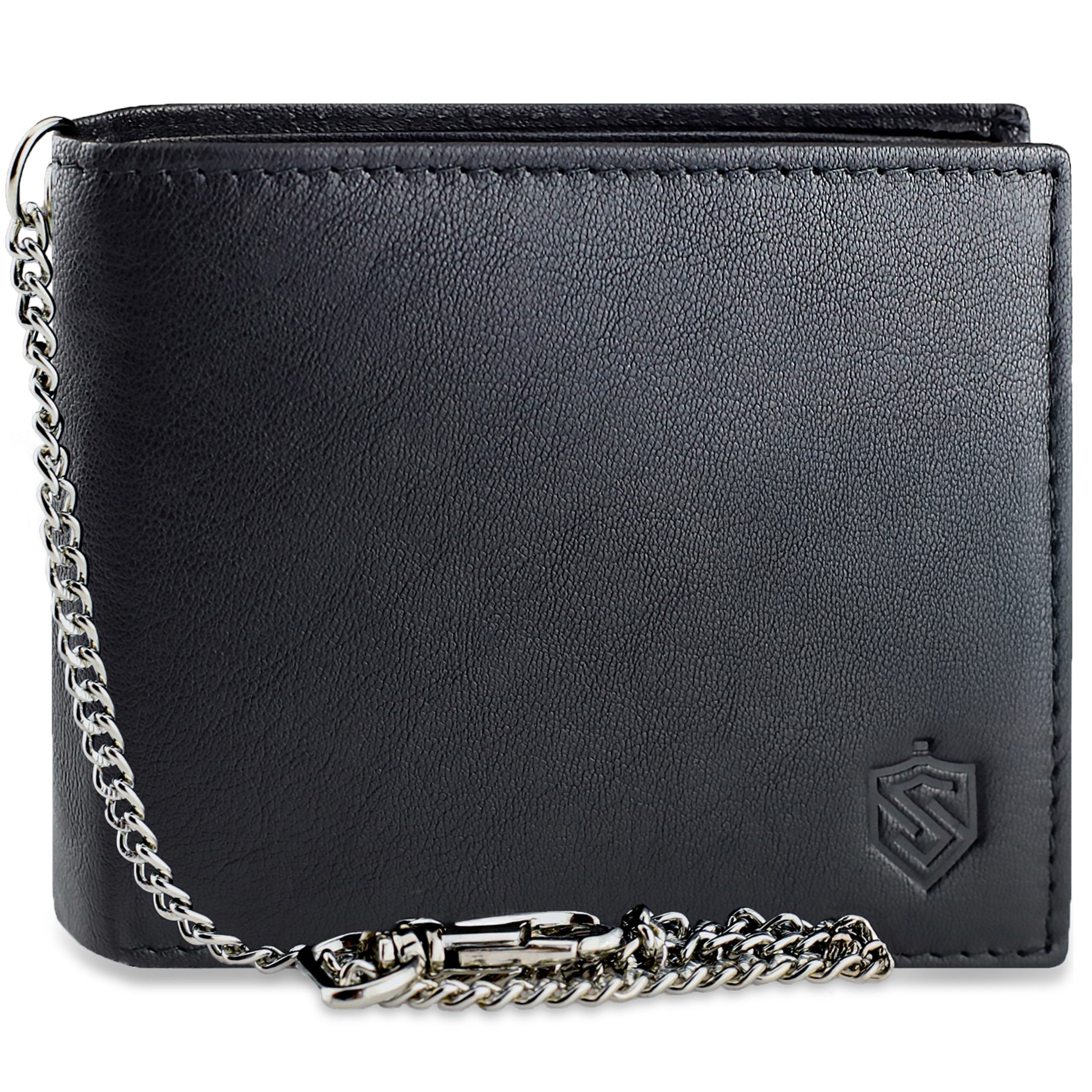 Melns vīriešu maks STEVENS ar ķēdīti S1084