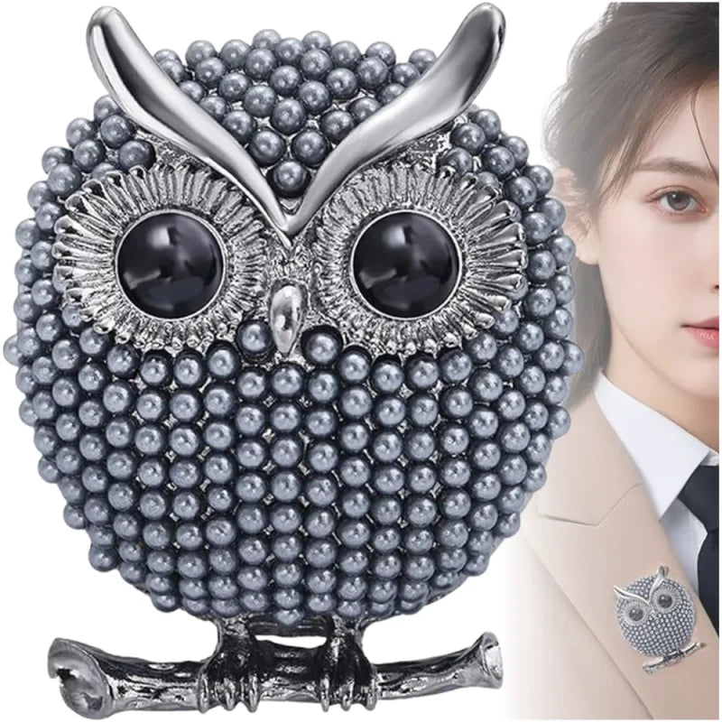 Elegantā pērļu piespraude „Pūce” – gudrības un stila simbols