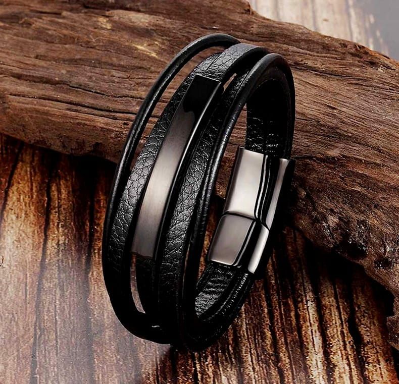 Vīriešu rokassprādze B111, melna A19