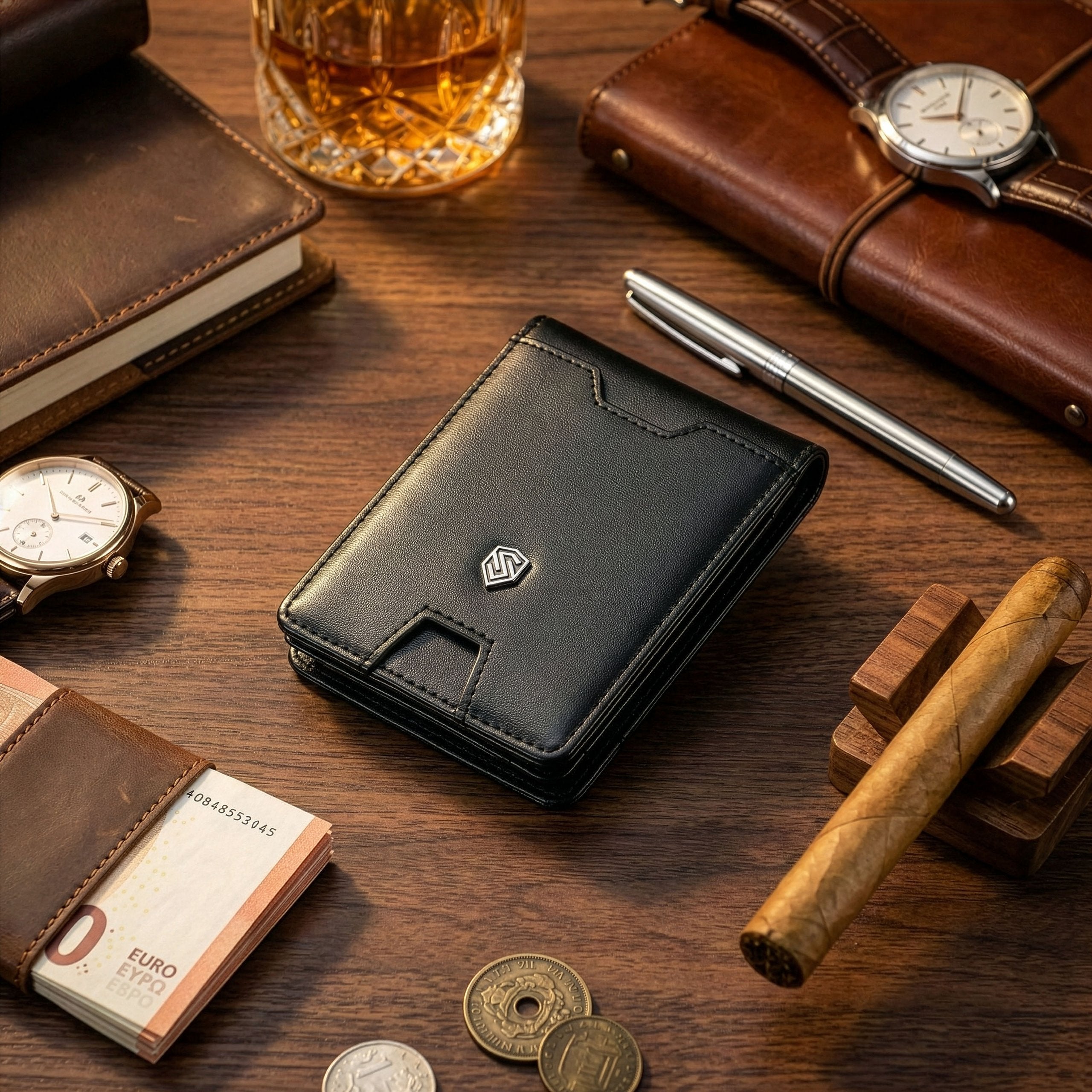 Vīriešu plāns maks, karšu turētājs ar RFID S24 identifikāciju