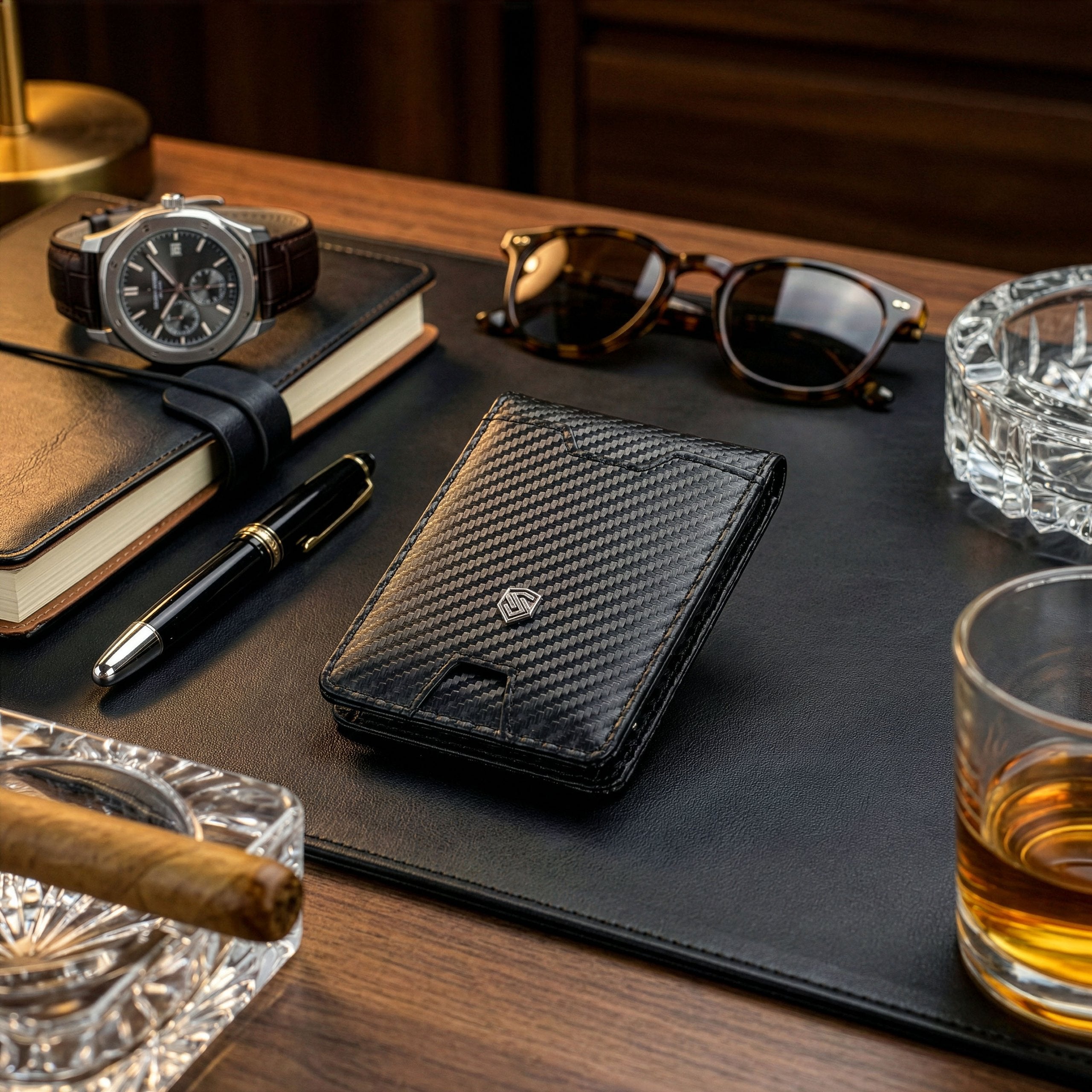 Vīriešu plāns maks, karšu turētājs ar RFID F02 oglekļa šķiedras S19