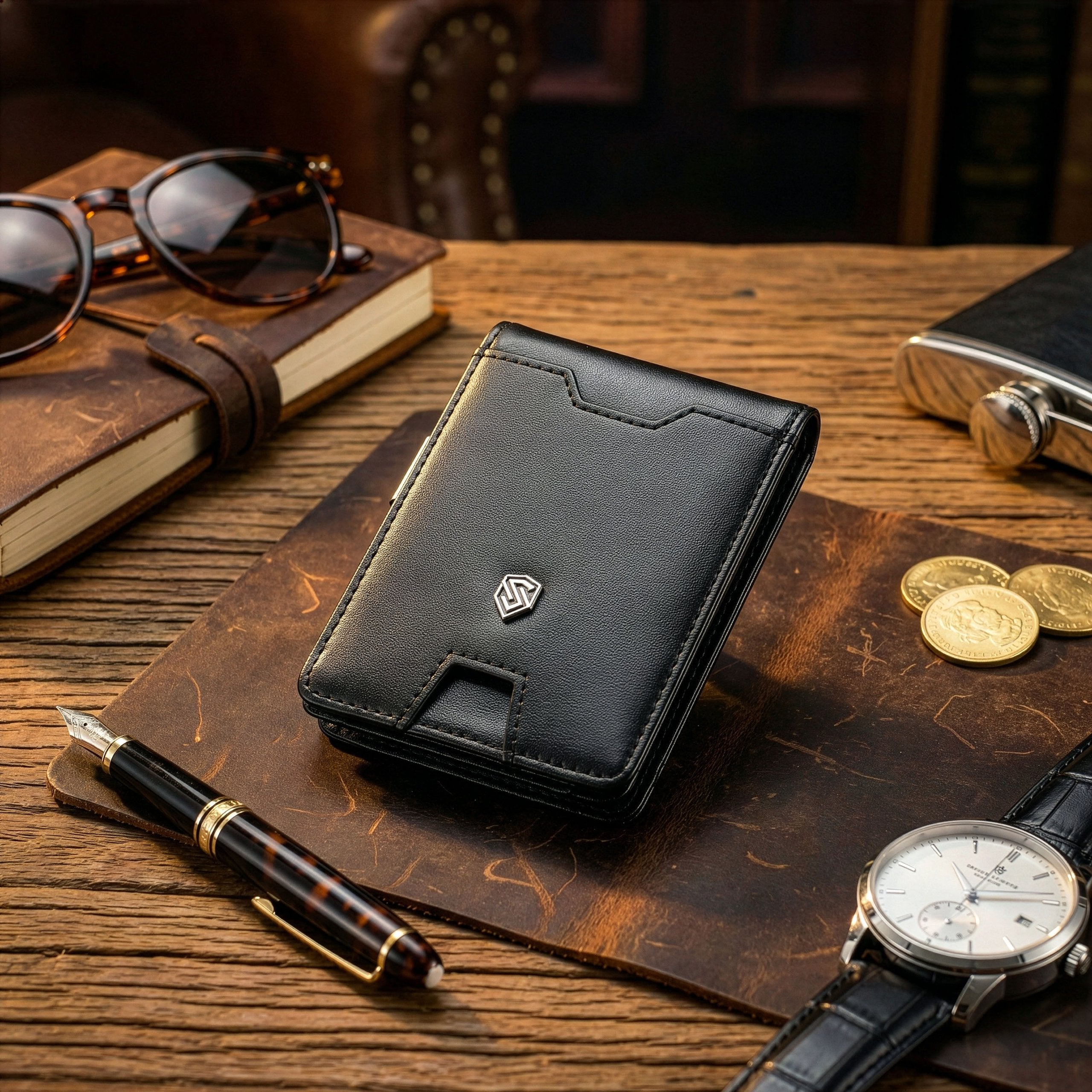 Vīriešu plāns ādas maks, karšu turētājs ar RFID F02 S18