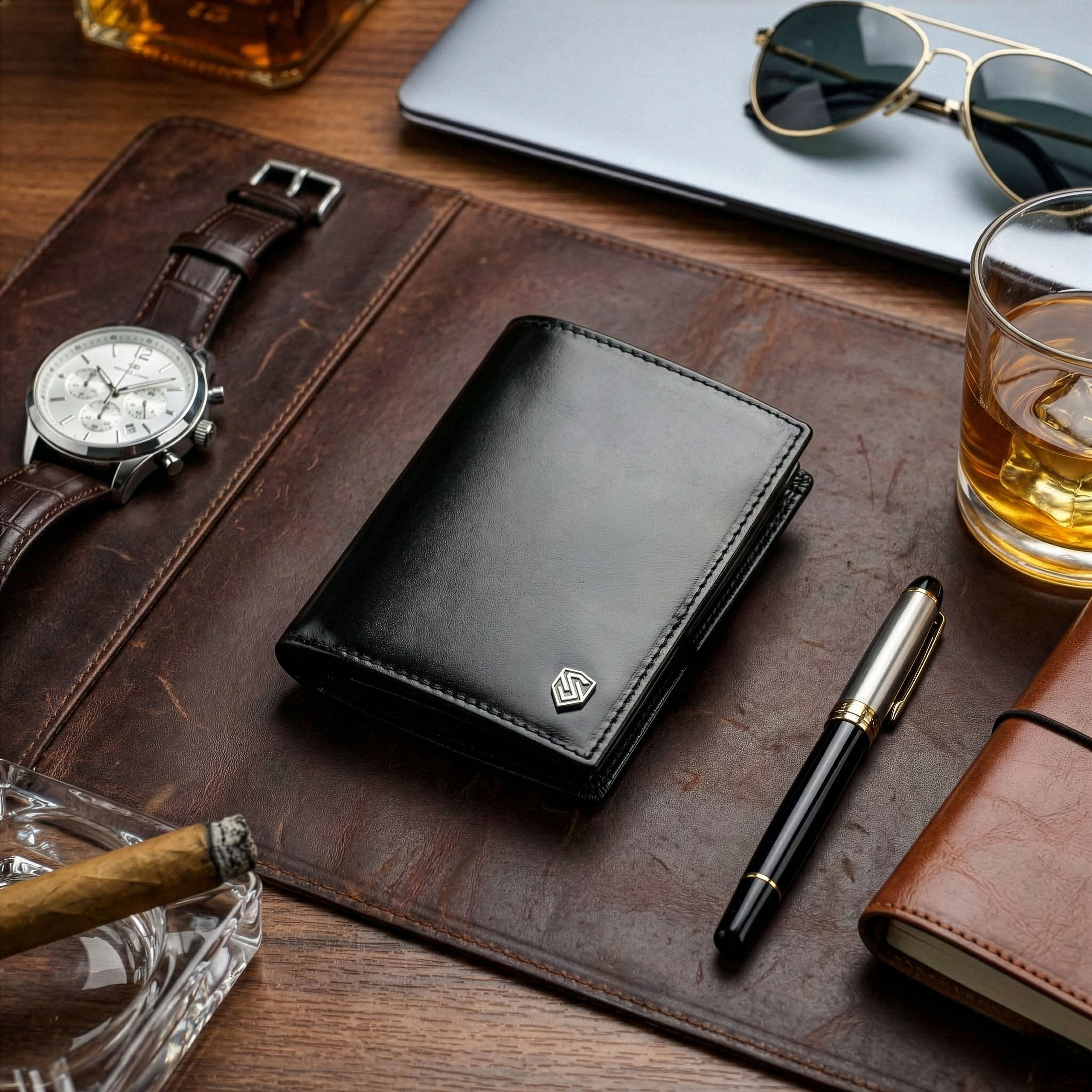 Vīriešu ādas maks Stevens Z03-326, melns S183