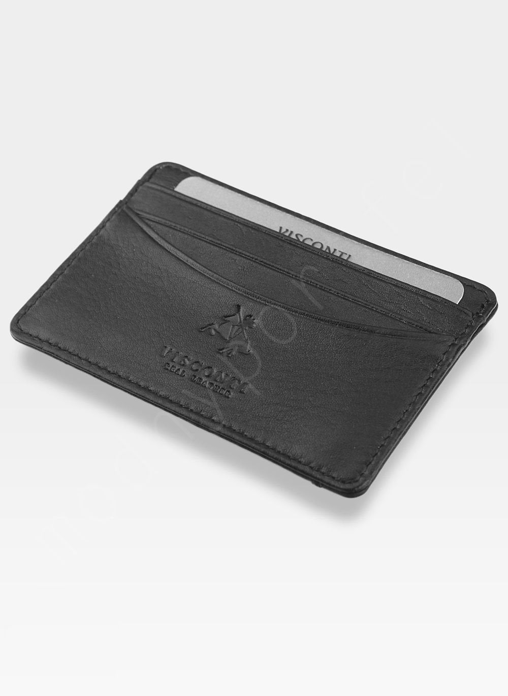 Īstas ādas vīriešu vizītkaršu maciņš Visconti, melns S1032