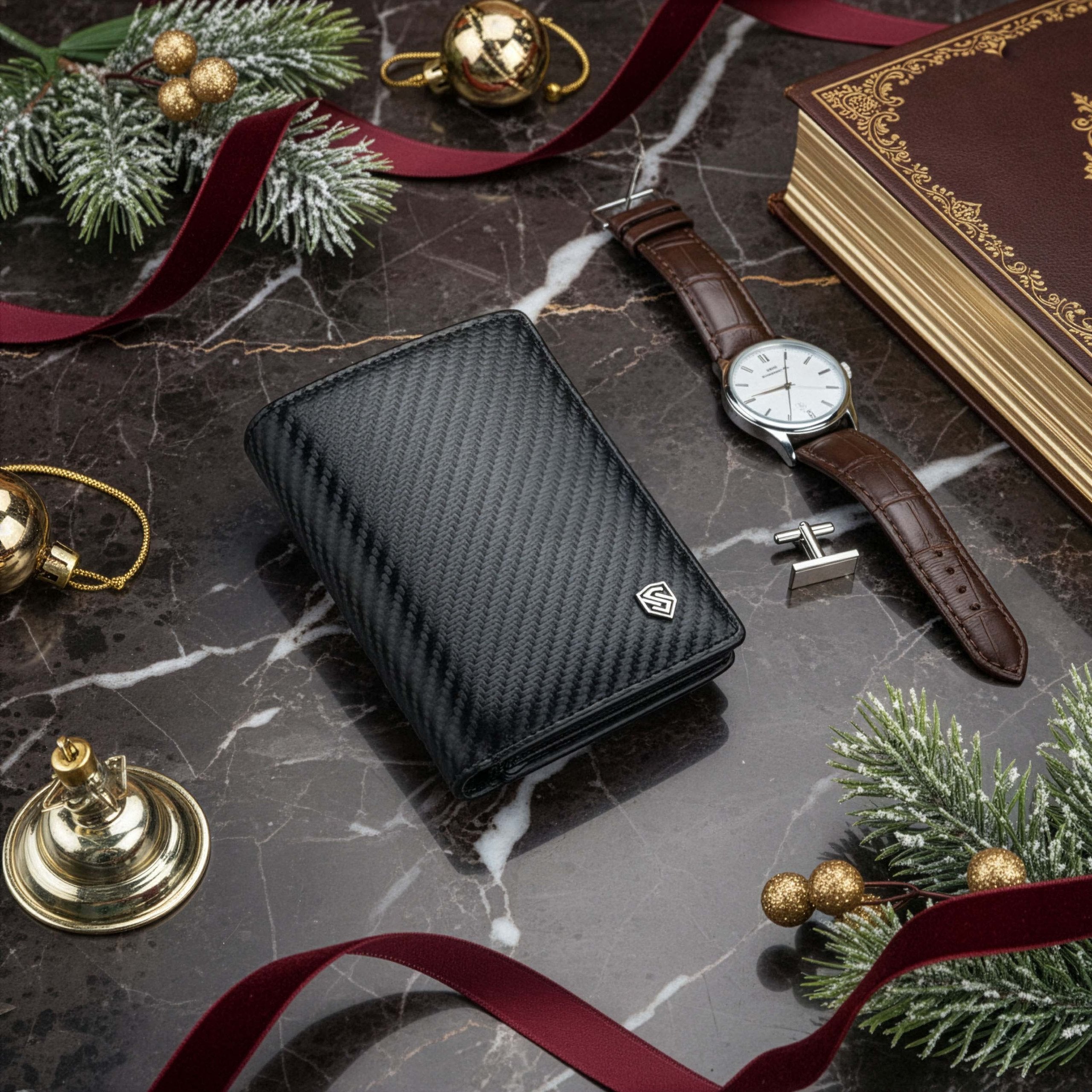 Vīriešu ādas maks Stevens 326 Carbon, melns S188