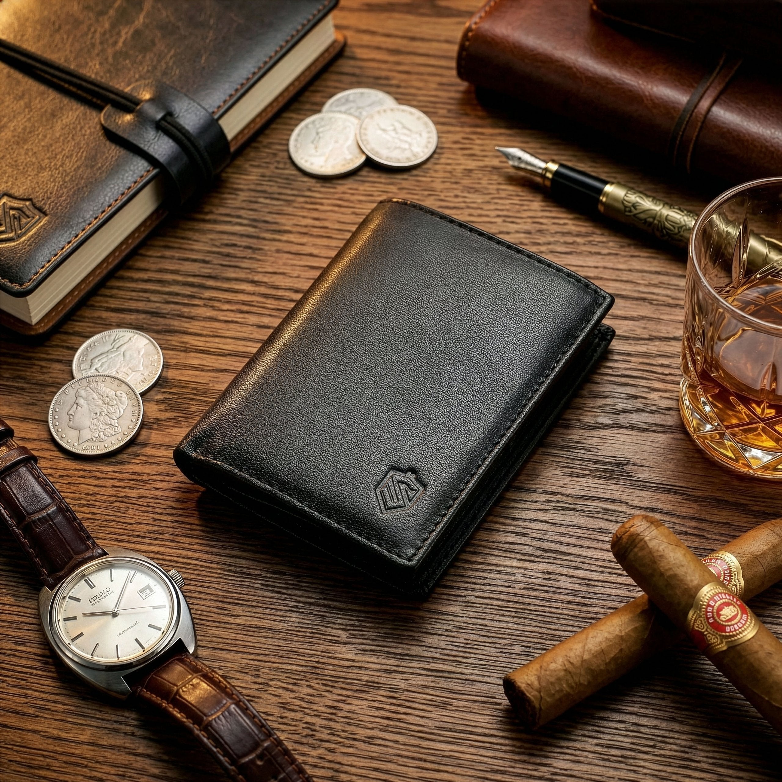 Vīriešu maks STEVENS melns klasisks ādas maks S88