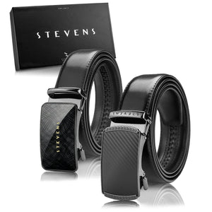 Vyriškas juodas odinis automatinis diržas STEVENS, 2 viename D39735