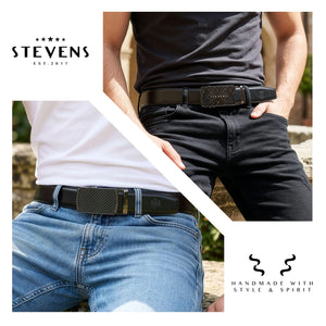 Vyriškas juodas odinis automatinis diržas STEVENS, 2 viename D39735