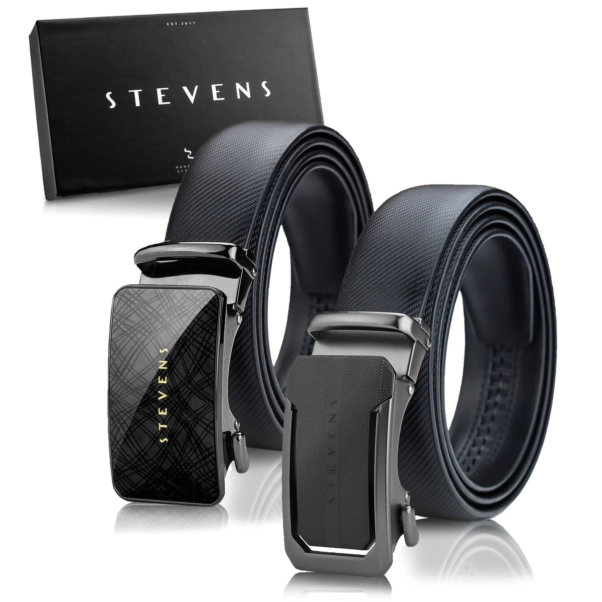 Vyriškas odinis diržas su automatinėmis sagtimis STEVENS, juodas 2 viename D39752