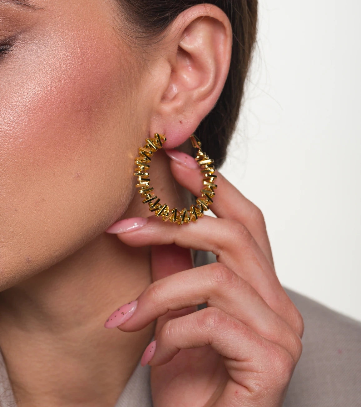 Zelta krāsas riņķa auskari, ķirurģiskais tērauds