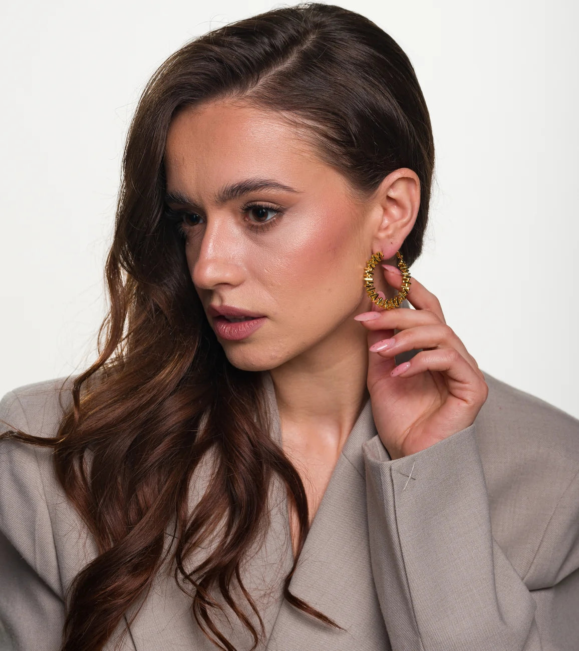 Zelta krāsas riņķa auskari, ķirurģiskais tērauds