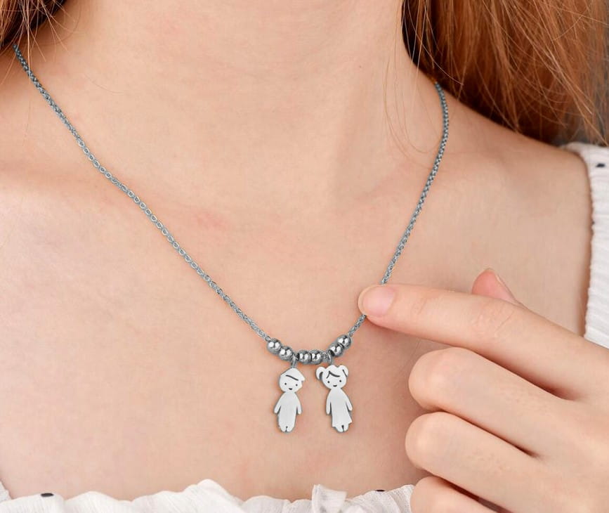 Sudraba krāsas bērnu kaklarota no ķirurģiskā tērauda 316L