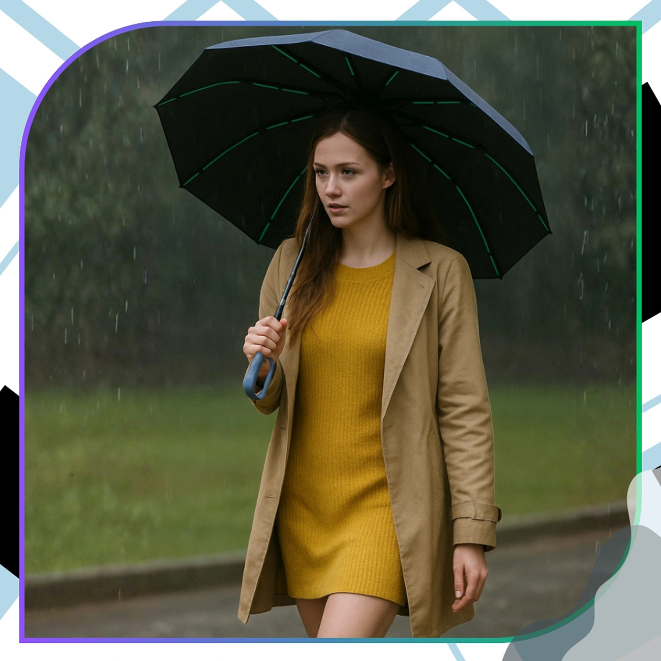 Skėtis tumši zils automātisks ANTI-UV