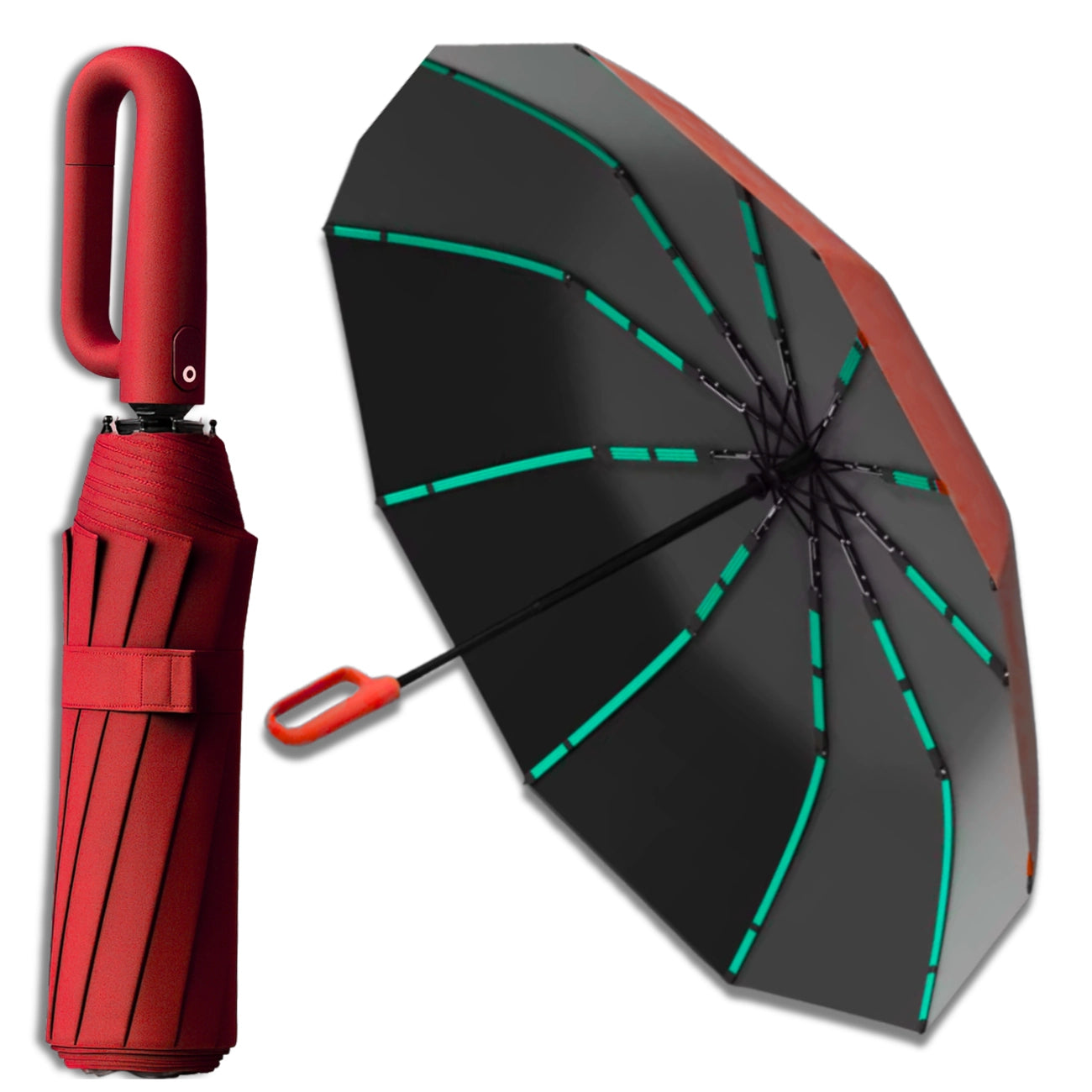 Skārda automātiskais ANTI-UV saliekamais lietussargs sarkans