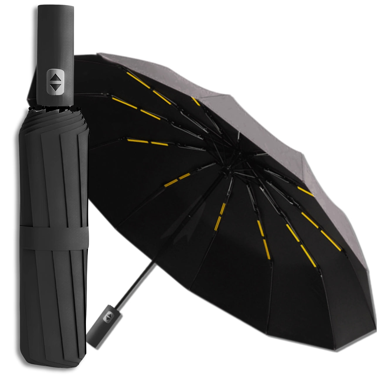 Skārts melns automātisks saliekams ANTI-UV lietussargs