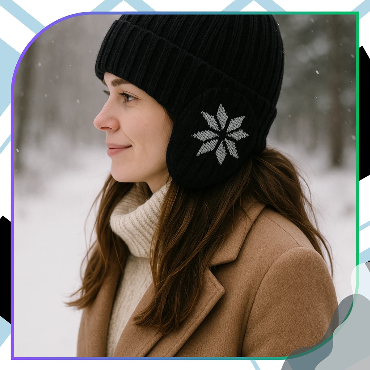 Ziemas melna beanie tipa cepure, unisex