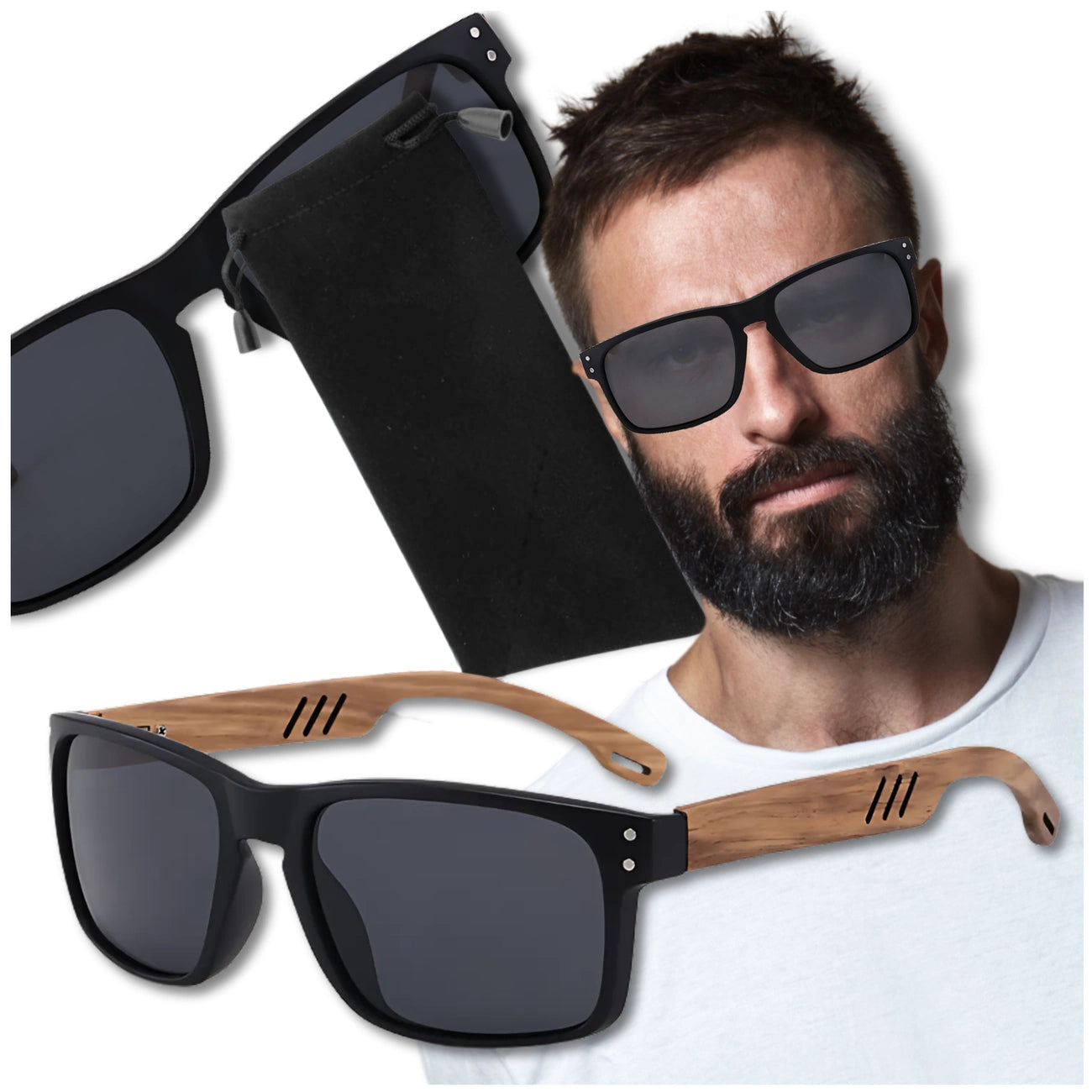 Vyriški bambukiniai poliarizuoti akiniai UV400 D39