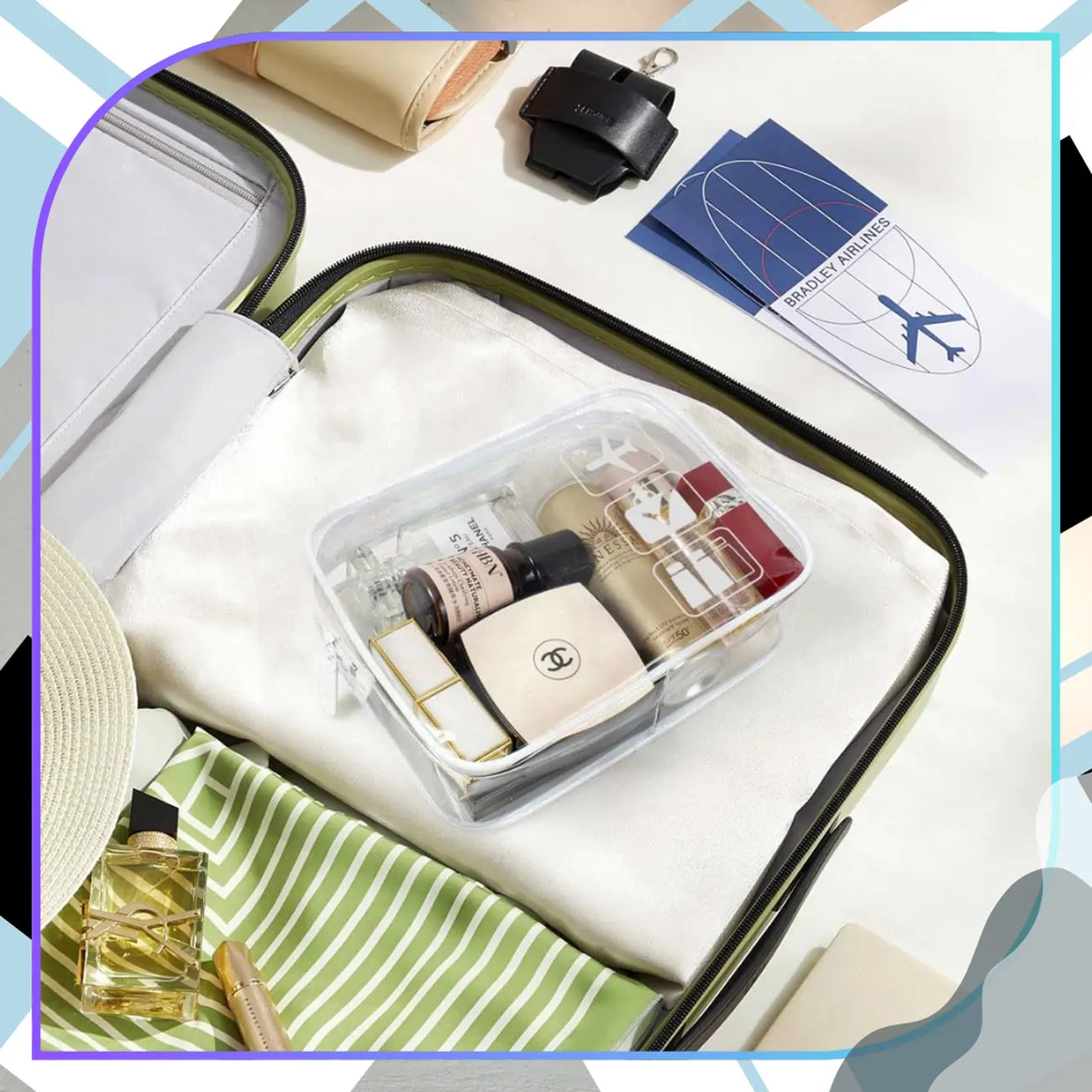 Caurspīdīgs kosmētikas maciņš, 3 gab., balts