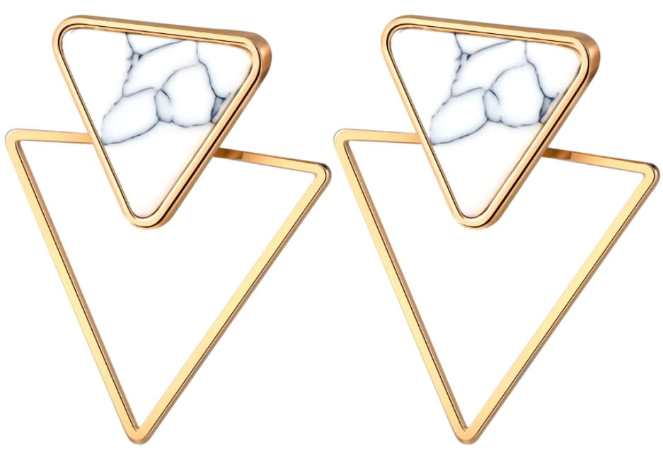 Sieviešu zelta auskari - ģeometriski trīsstūri, boho