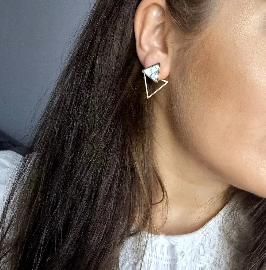 Sieviešu zelta auskari - ģeometriski trīsstūri, boho