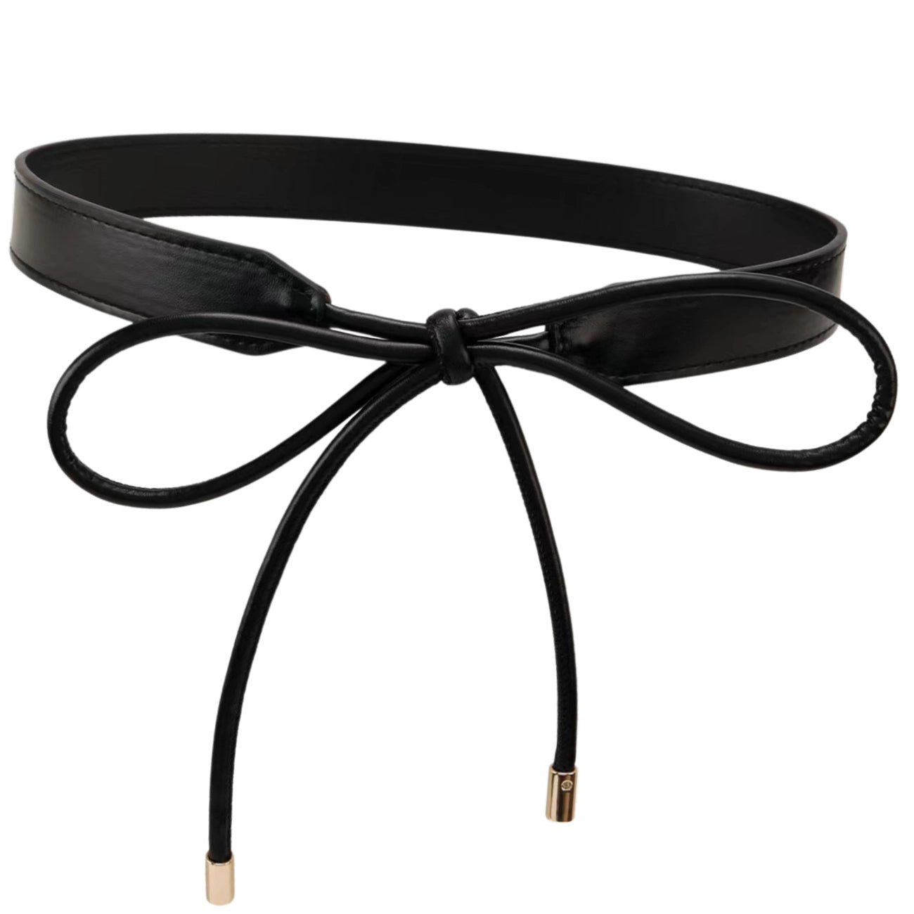 Sieviešu melna šaura ādas josta