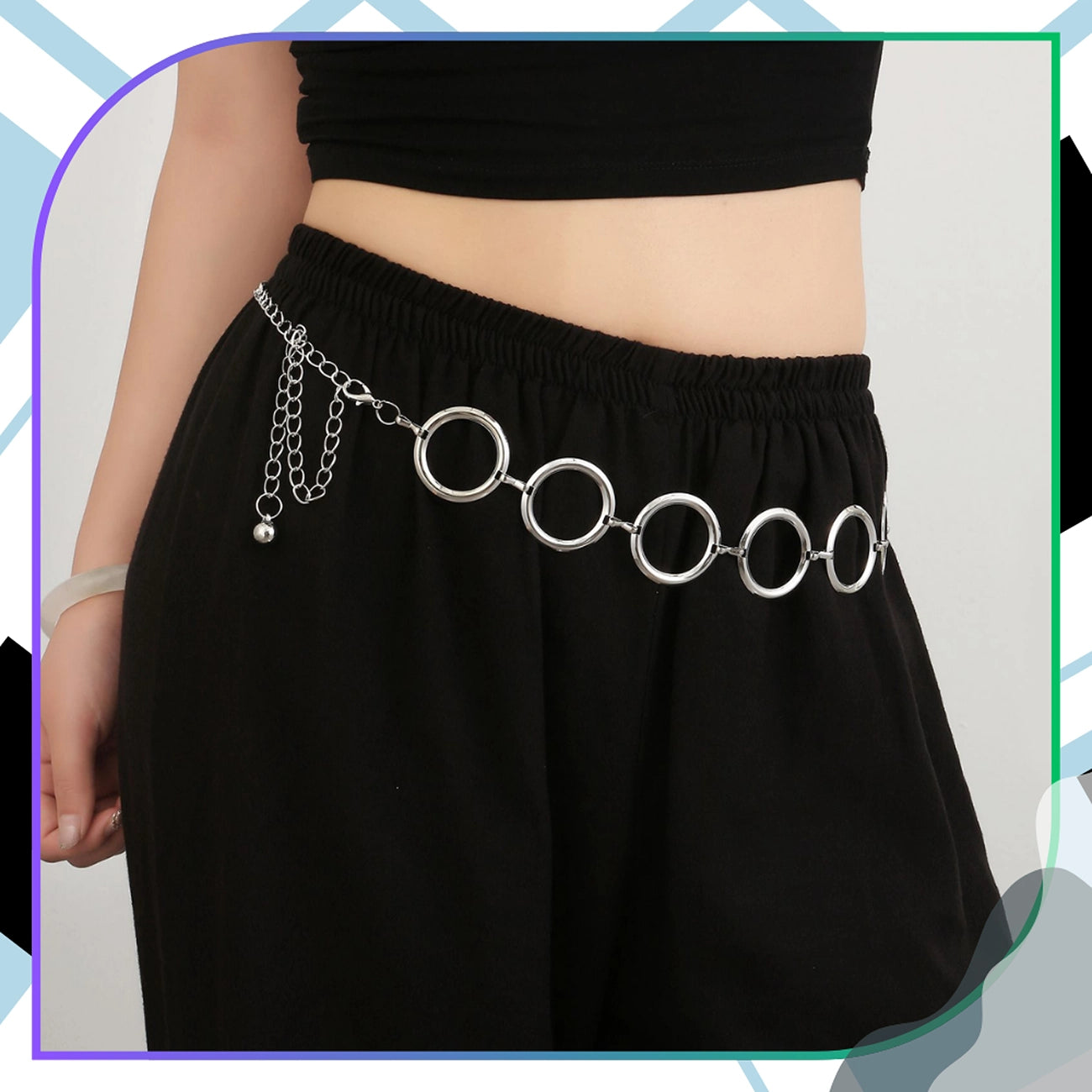 Sidabrinis metalinis grandinėlės diržas „Očkos“ D24