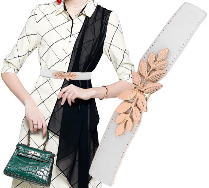 Elastingas moteriškas diržas su lapo sagtimi D7