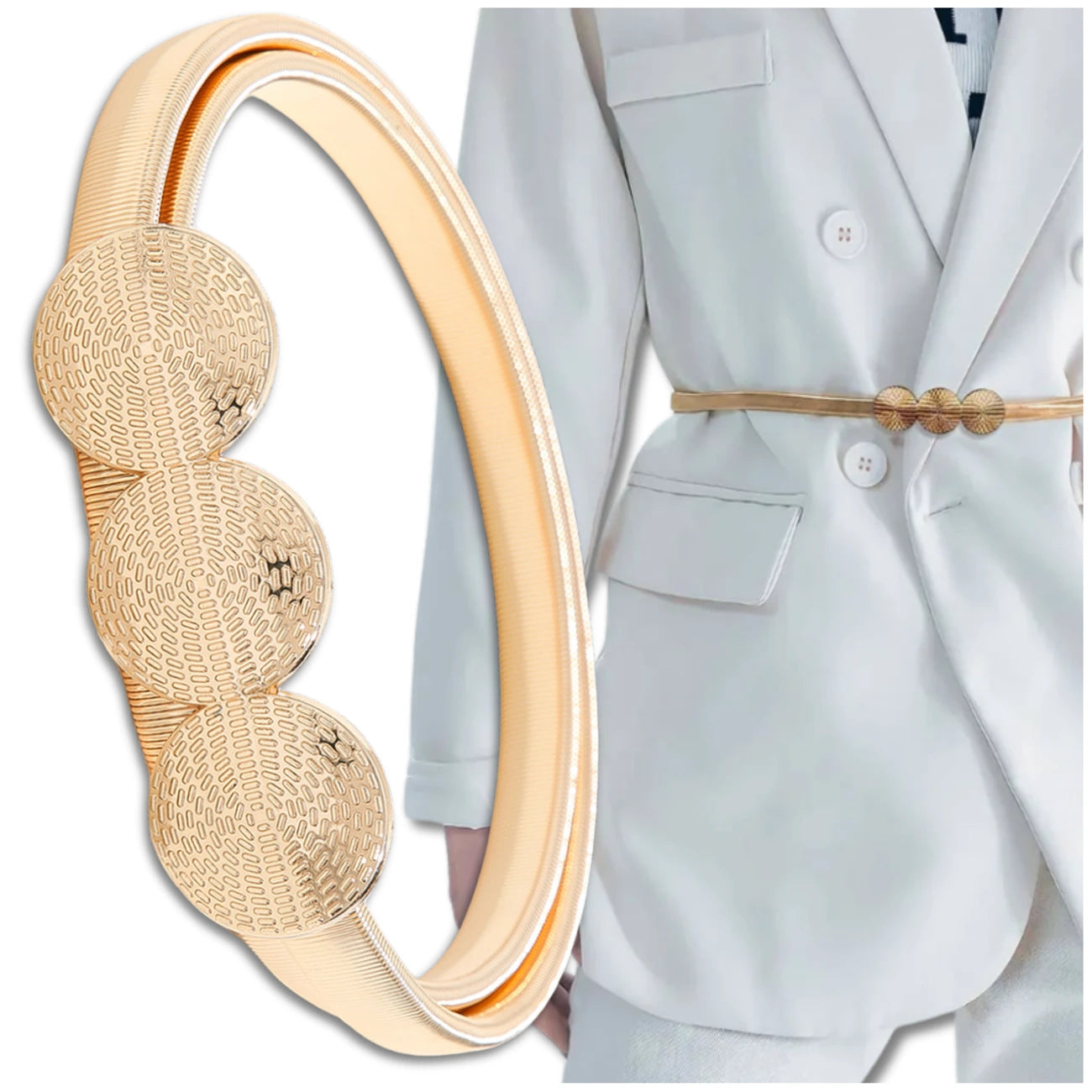 Elastinis metalinis diržas auksinis SNAKE D8