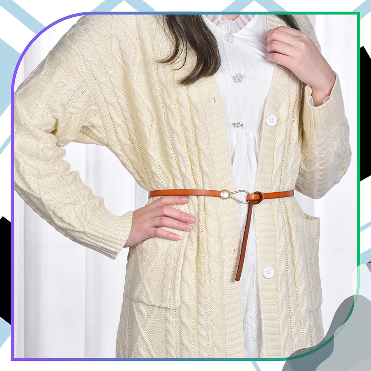 Surišamas siauras dirbtinės odos diržas D16