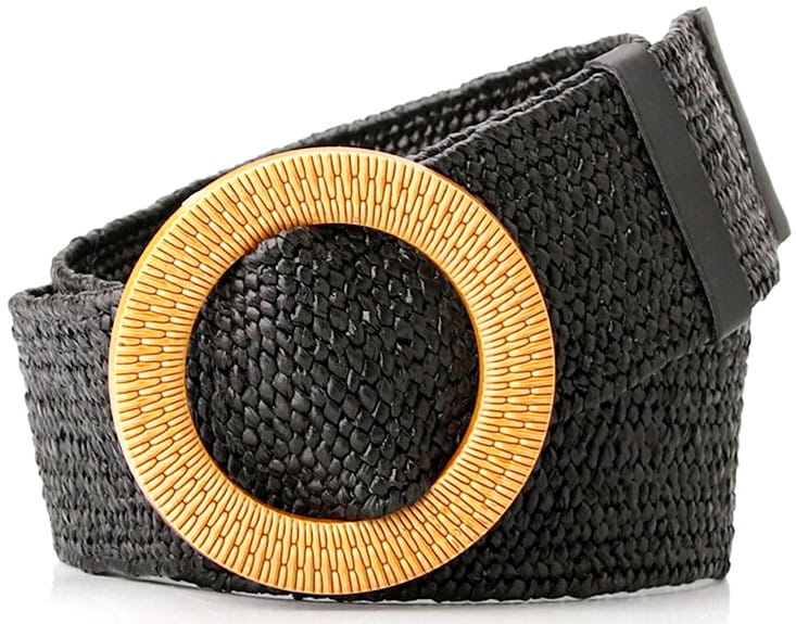 Platus elastingas šiaudinis diržas su apvalia sagtimi D3