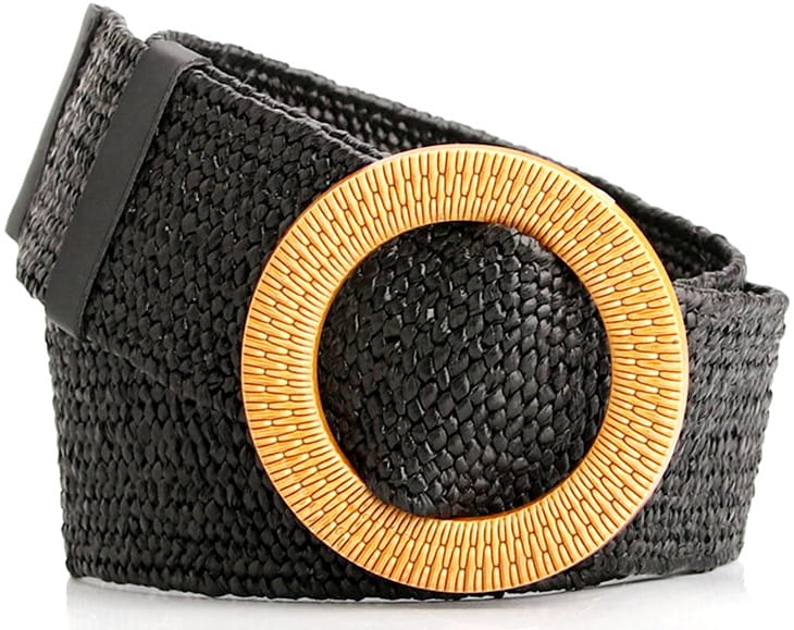 Platus elastingas šiaudinis diržas su apvalia sagtimi D3