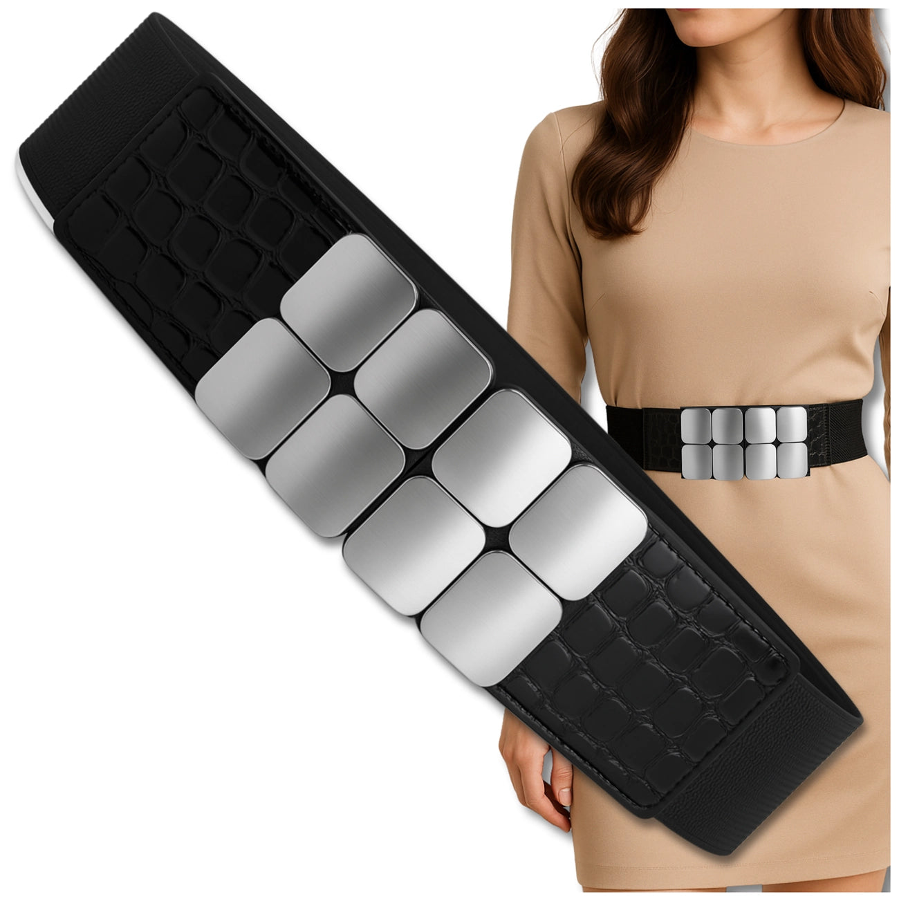 Moteriškas elastingas juodas diržas 4 cm D4