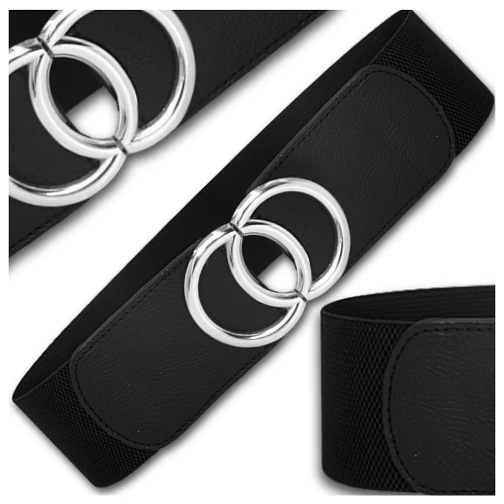 Platus juodas elastingas suknelės diržas 6 cm D17