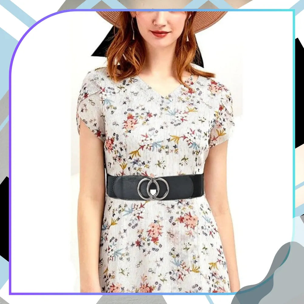 Platus juodas elastingas suknelės diržas 6 cm D17