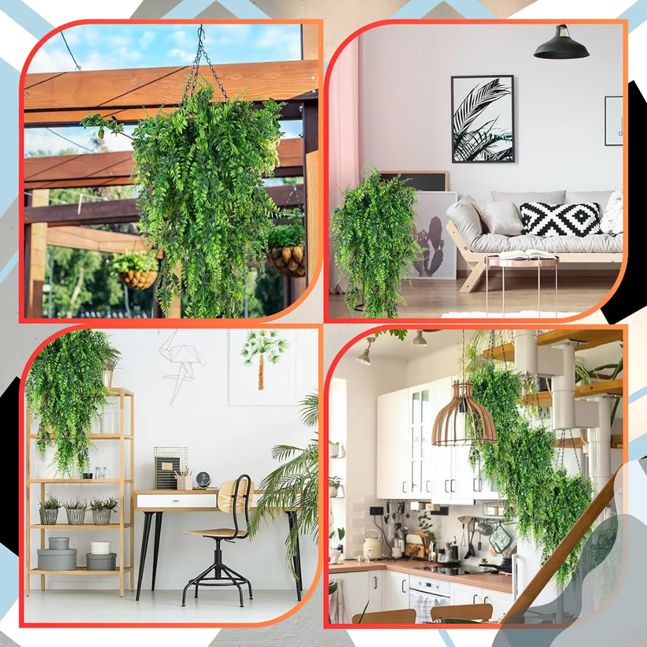 Mākslīgā papardes dekorācija, zaļa, 82 cm, 2 gab.