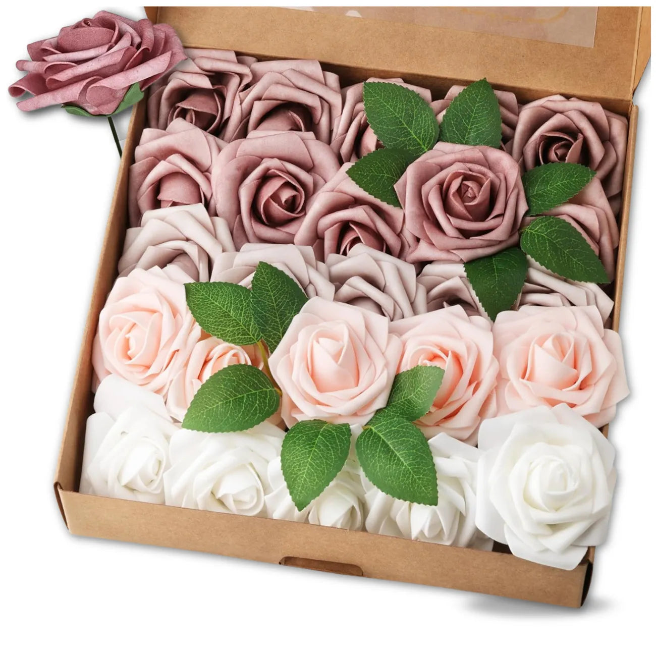 Dekoratīvas mākslīgās rozes, 25 gab., krāsainas