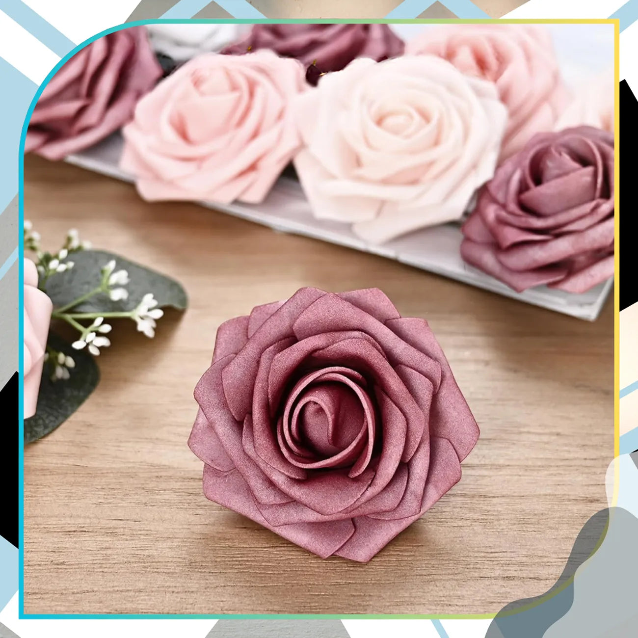 Dekoratīvas mākslīgās rozes, 25 gab., krāsainas