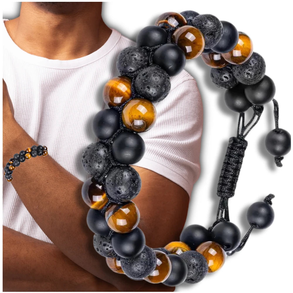 Aproce no dabīgiem akmeņiem - tīģera acs un vulkāniskais iezis