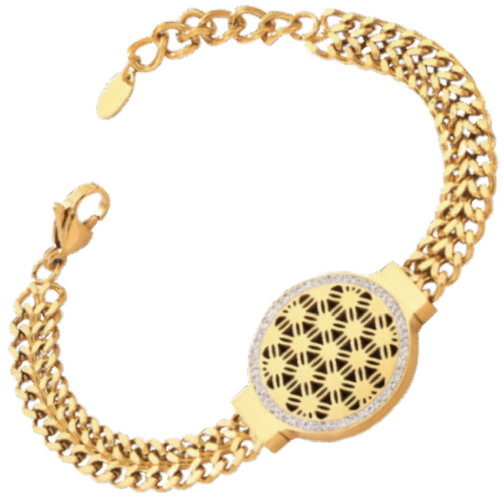 Zelta plata rokassprādze, ķirurģiskais tērauds, sieviešu