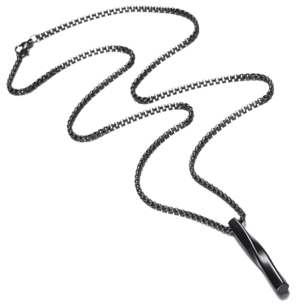 Vīriešu melna tērauda kaklarota ar spirālveida kulonu