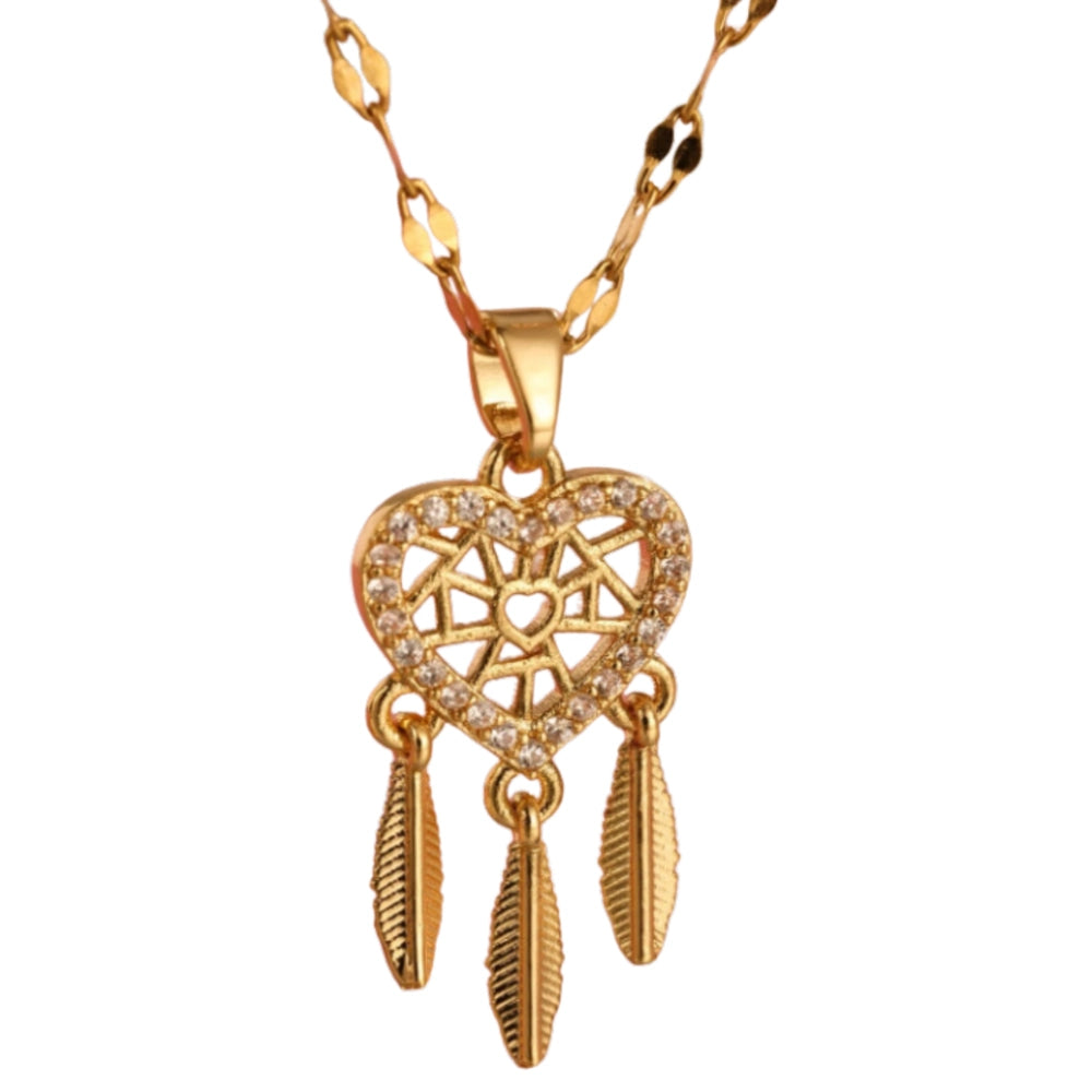 Zelta kaklarota - sirds ar sapņu ķērāju, tērauds