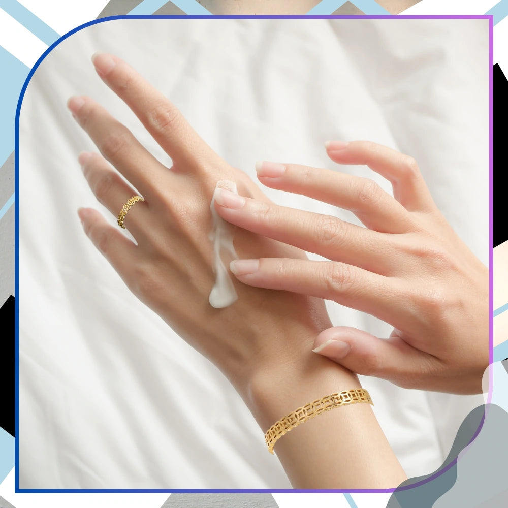 Rotu komplekts: zelta rokassprādze un gredzens, ķirurģiskais tērauds