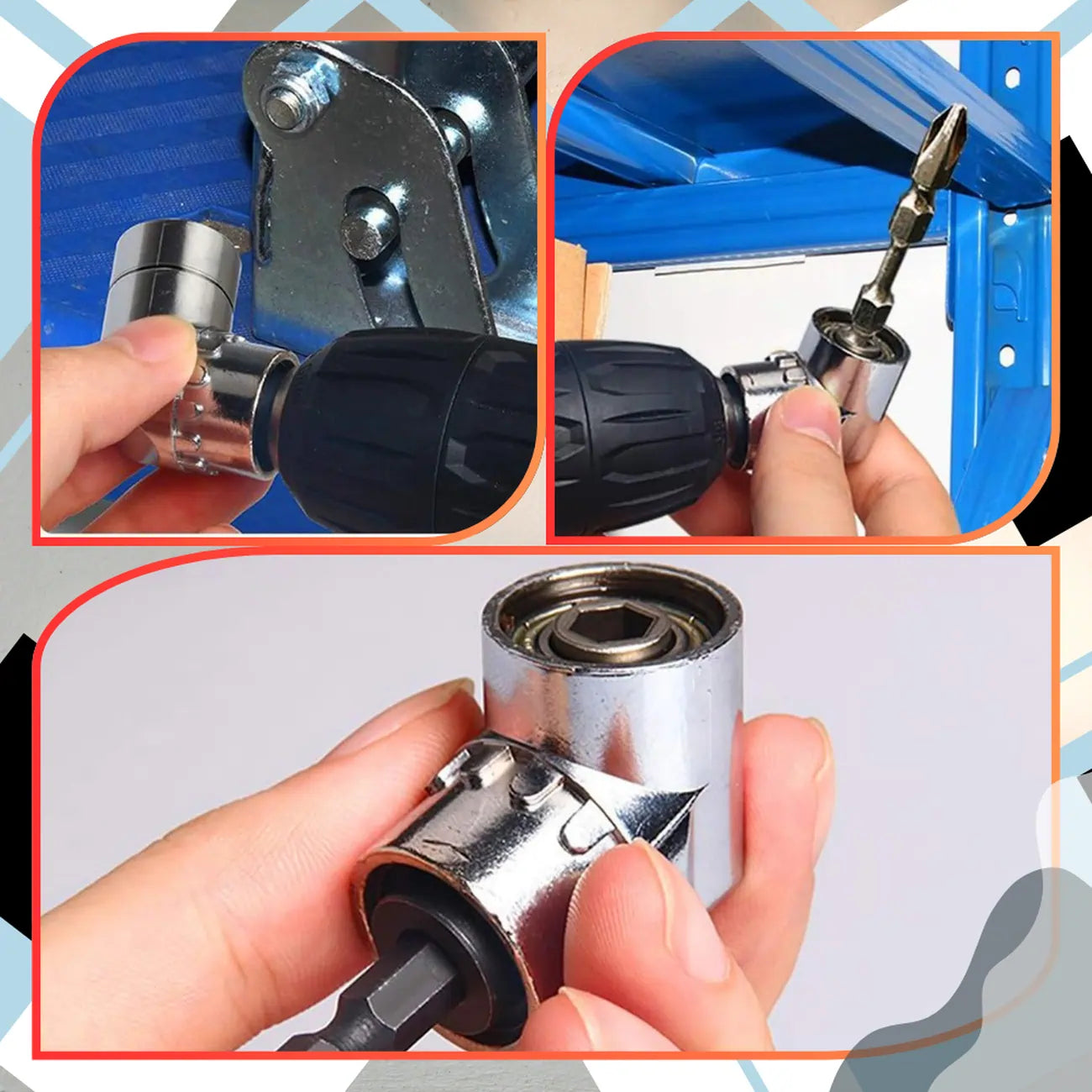 Leņķa adapteris urbim, 1/4 3/8 1/2 HEX N383