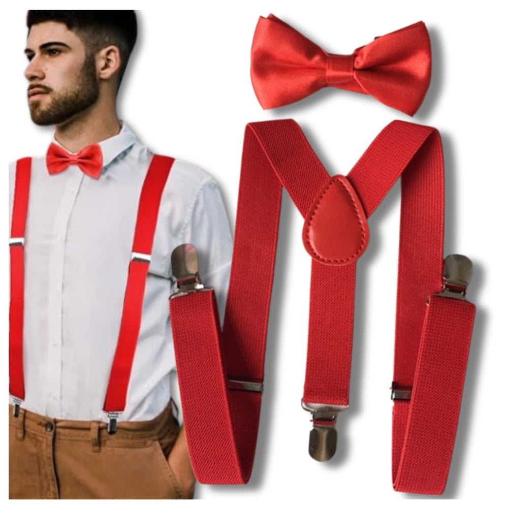 Sarkanas vīriešu bikšturi un tauriņš