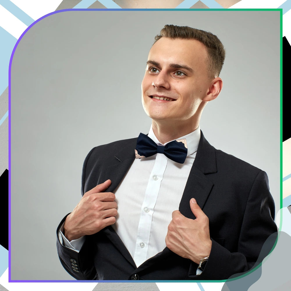 Vīriešu tumši zils regulējams tauriņš ar dekorāciju